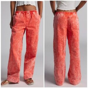 NEW Urban Outfitters Wide Leg Baggy Jeans Medium Fire Tangerine‎ Orange Pull On
